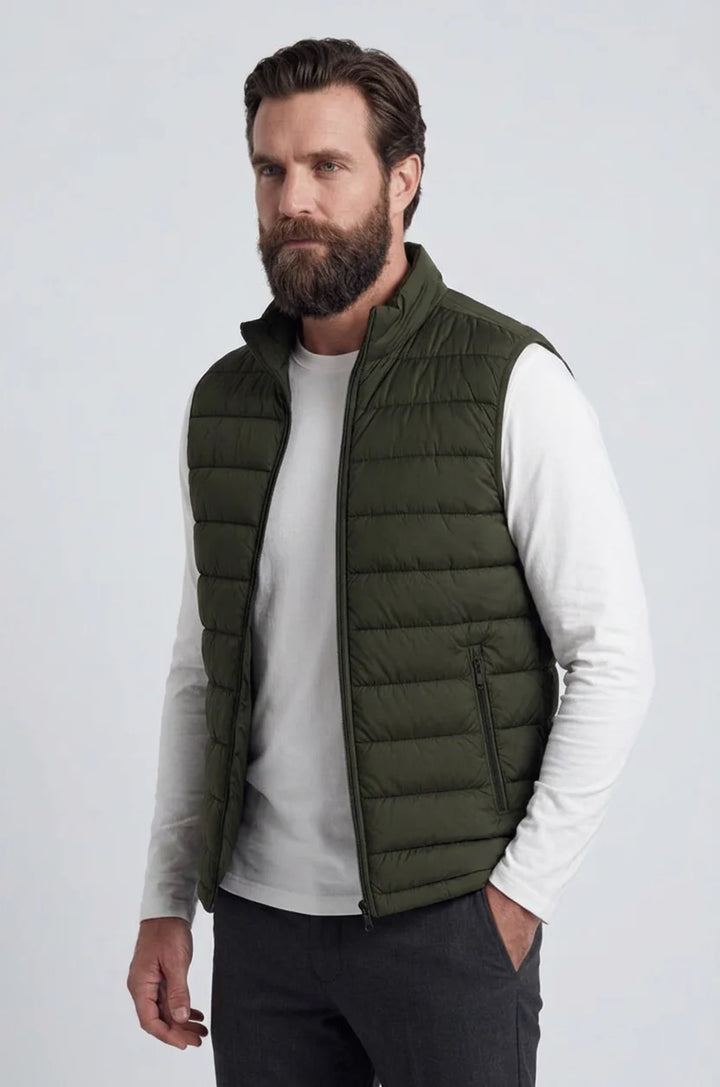 Henrik | Herre Puffervest Med Stående Krave Og Lynlås
