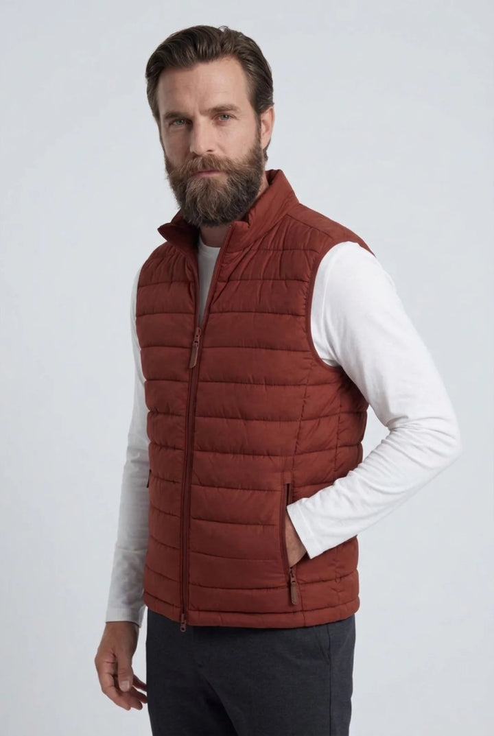 Henrik | Herre Puffervest Med Stående Krave Og Lynlås