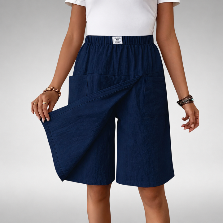Maja | Dame Højtaljede Bermudashorts Med Elastiktalje Og Patchlomme