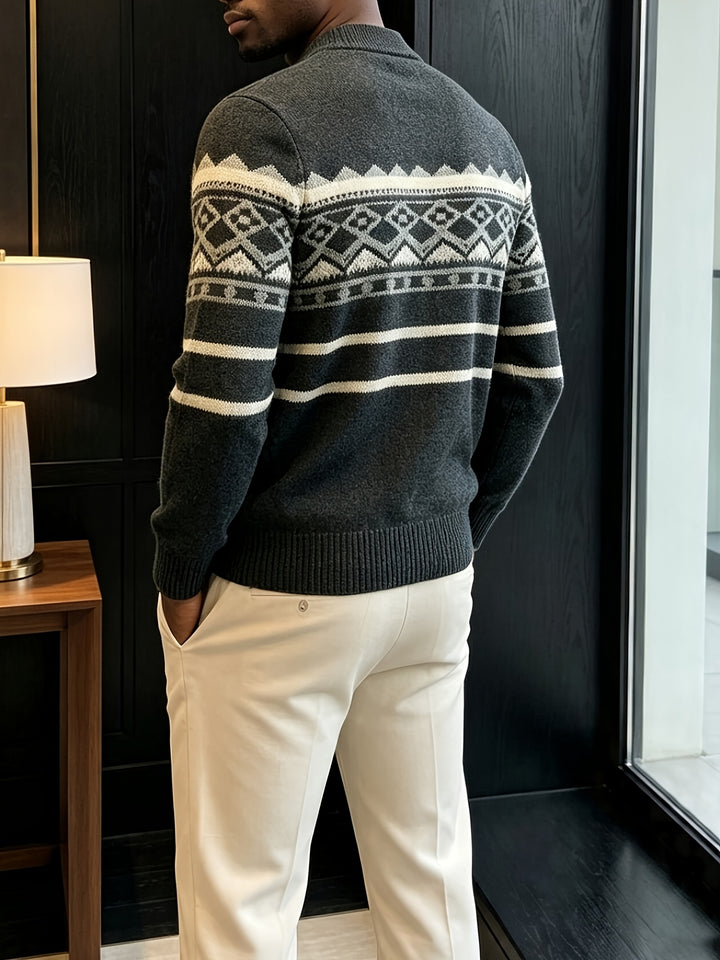 Aksel | Herre Rullekrave Striktrøje Med Fair Isle Jacquardmønster