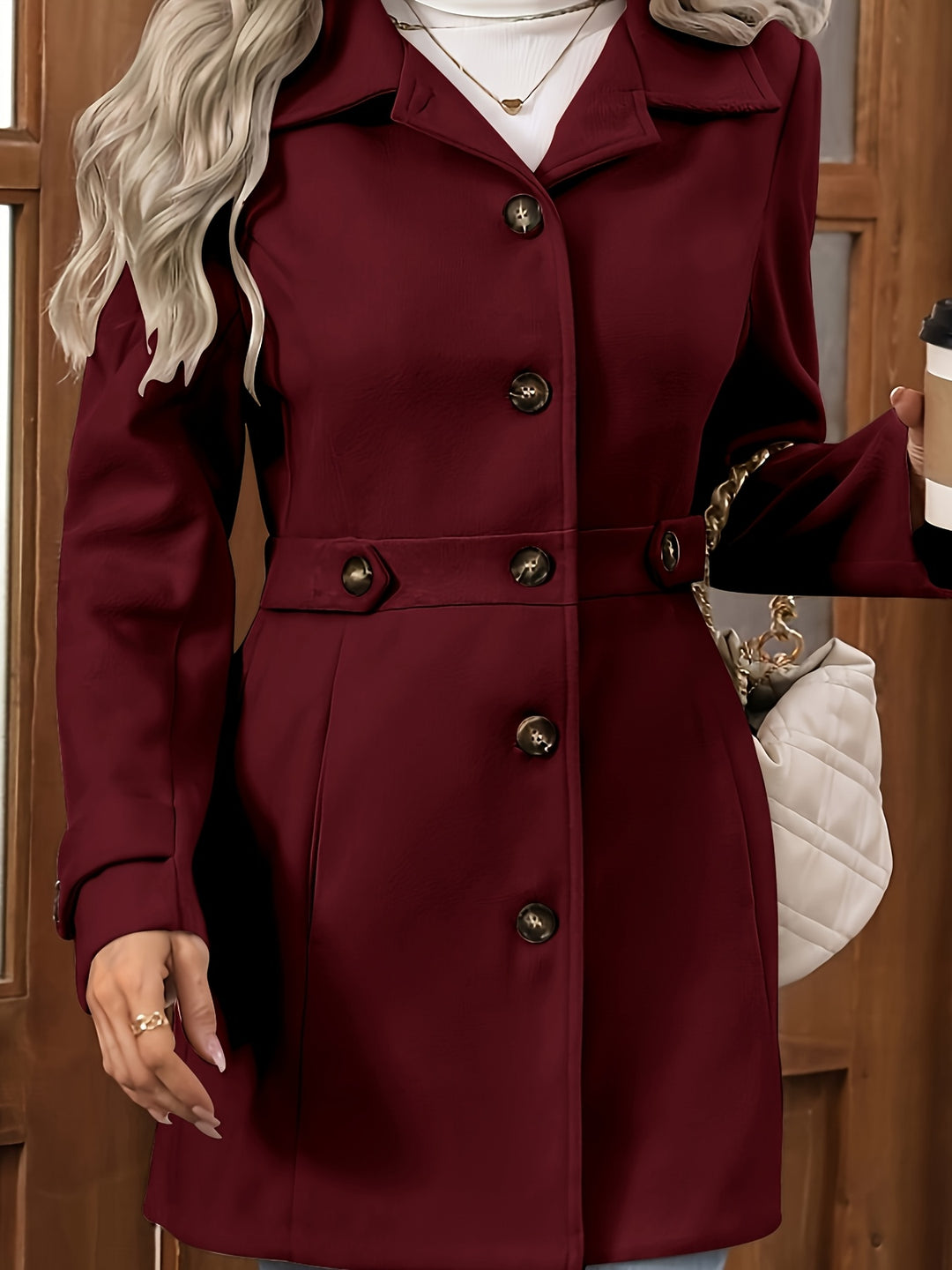 Liliane | Dame Skræddersyet Overcoat Med Revers Og Knapper