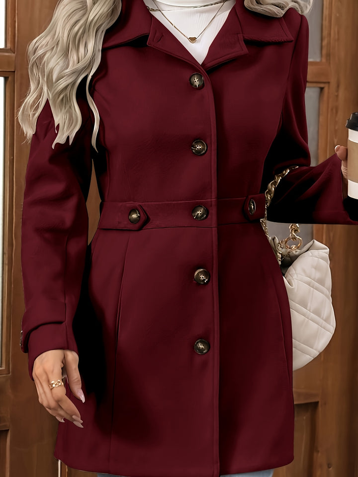 Liliane | Dame Skræddersyet Overcoat Med Revers Og Knapper
