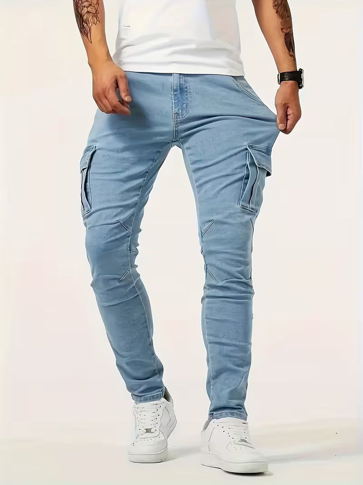 Jens | Herre Slim Fit Cargojeans Med Flere Lommer