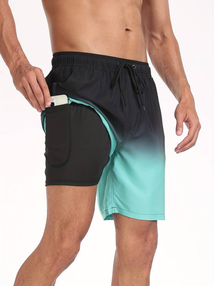 Bjarne | Herre Badeshorts Sommer Print Snøre Elastik Lommer