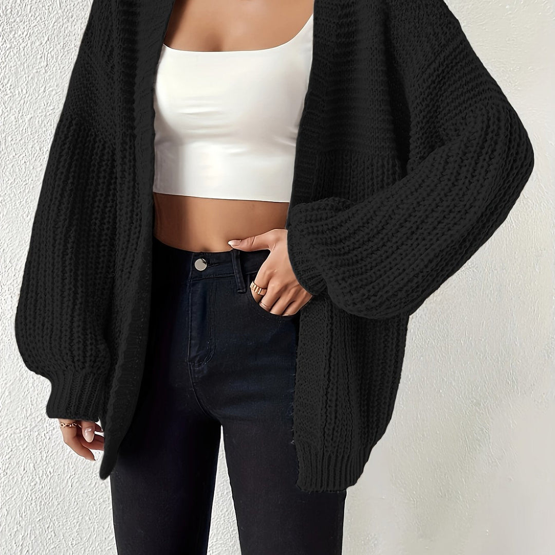 Ida | Dame Oversize Cardigan Med Åben Front Og Ballonærmer