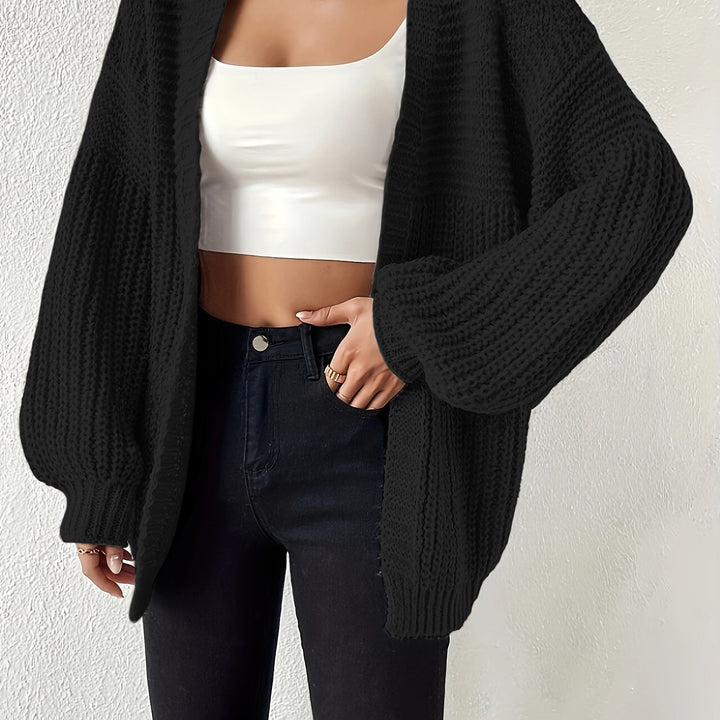 Ida | Dame Oversize Cardigan Med Åben Front Og Ballonærmer