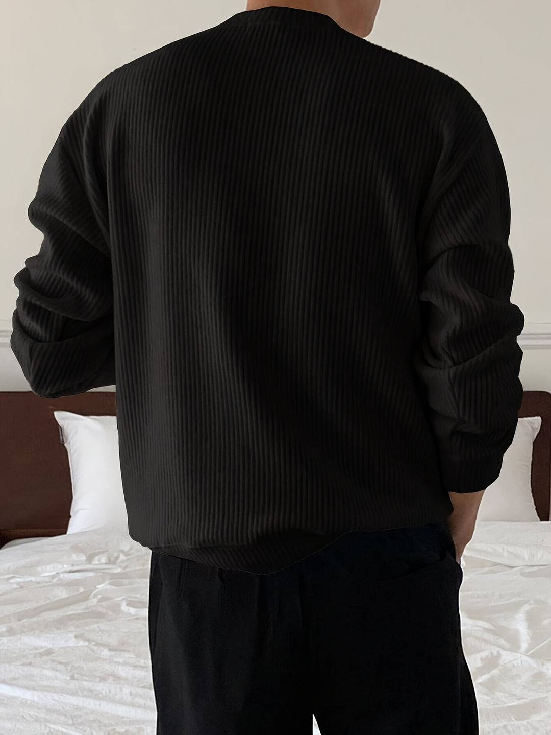 Rasmus | Herre Ribstrikket Crew-Neck Sweater Med Løs Pasform