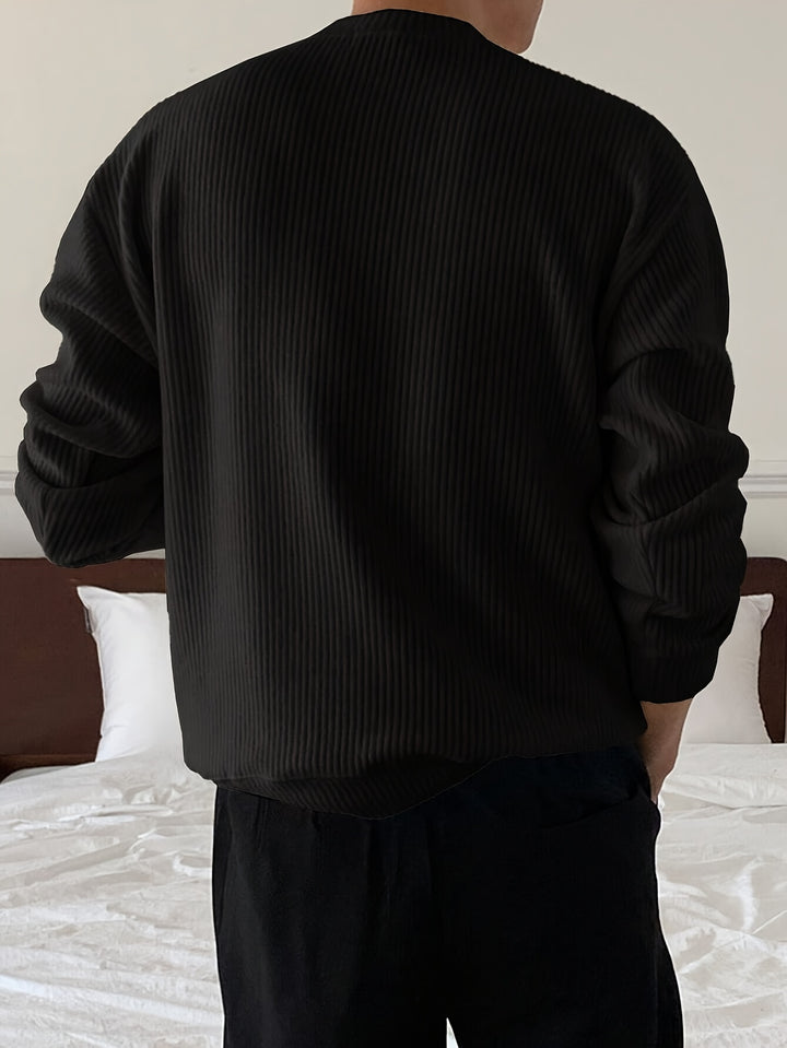 Rasmus | Herre Ribstrikket Crew-Neck Sweater Med Løs Pasform