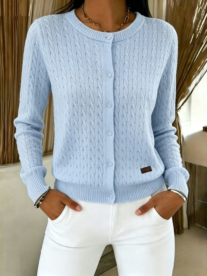 Hanne | Dame Strikket Cardigan Med Snoninger Og Knapper