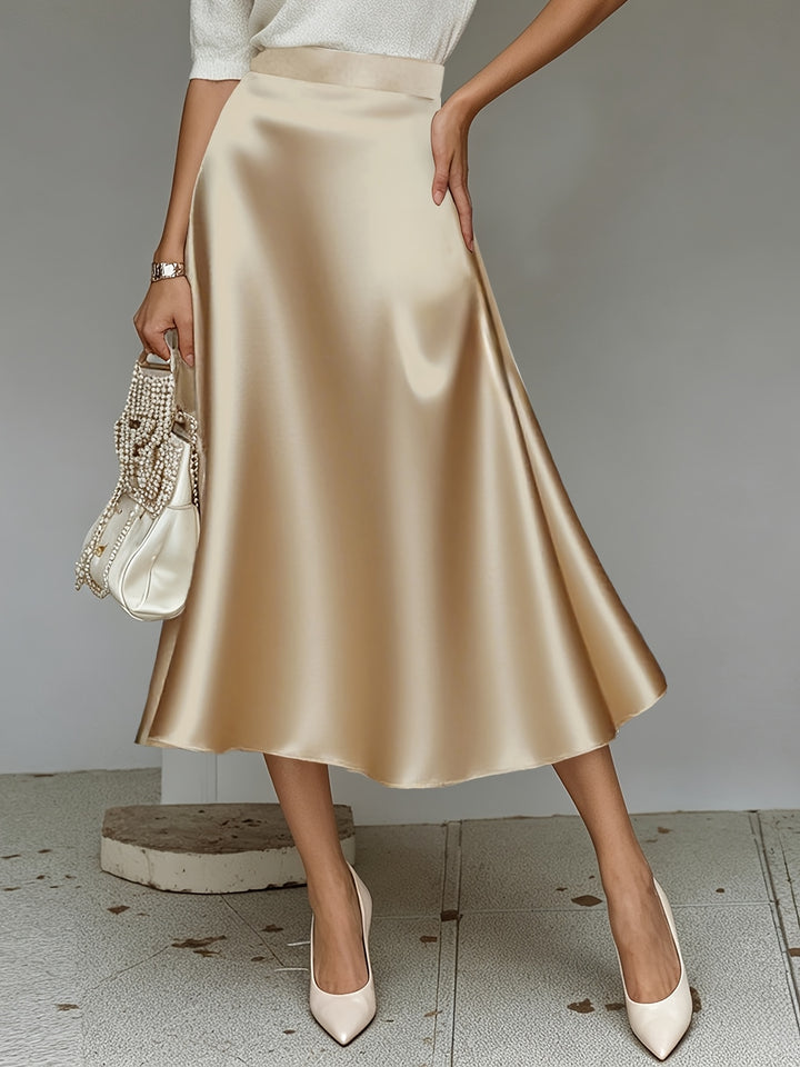 Helene | Dame Satinfinish Mididnederdel Med A-Line Snit
