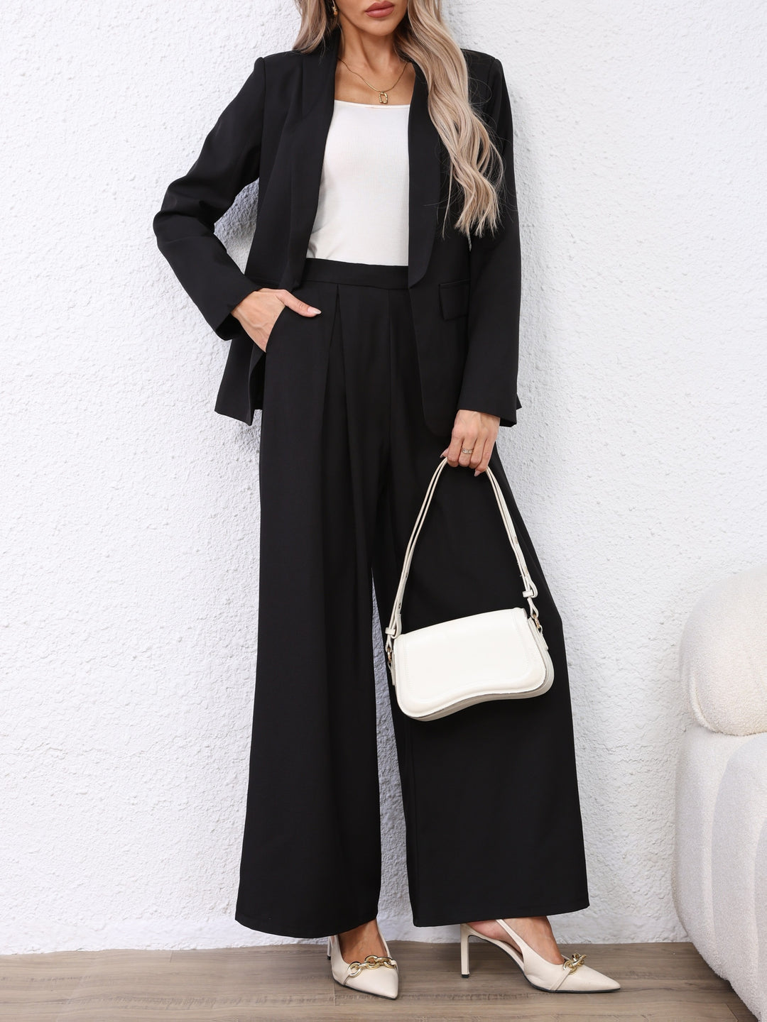 Anette | Dame Oversized Blazer Med Vide Bukser Todelt Sæt