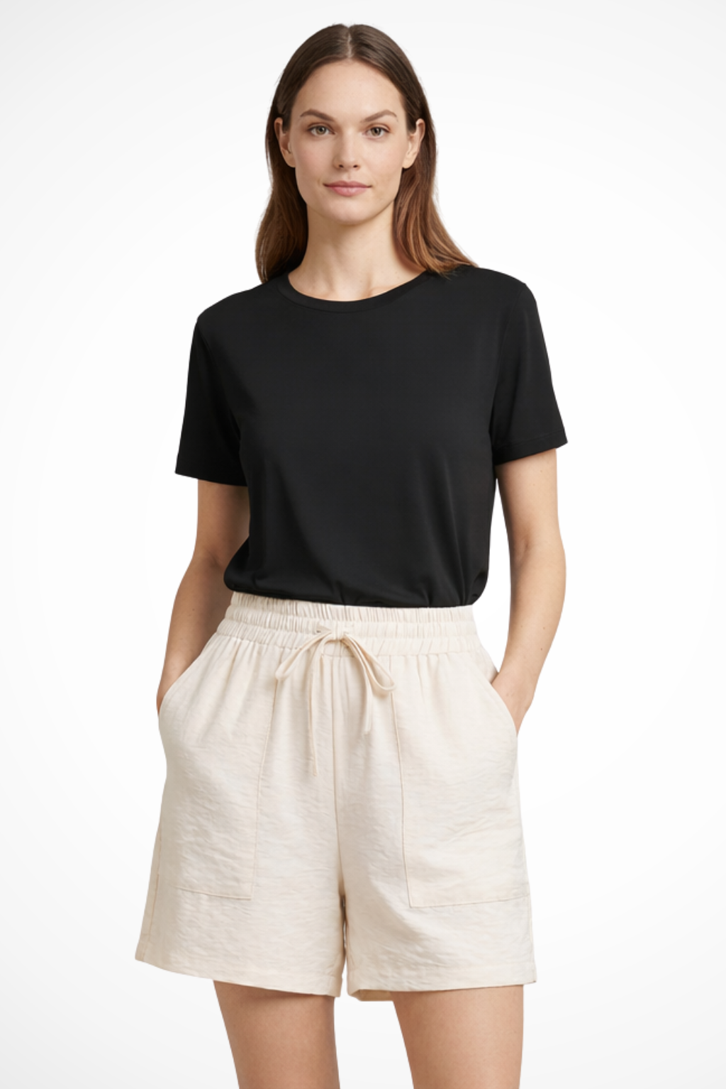 Nanna | Dame Hør Shorts Med Elastisk Snøretalje Og Lommer