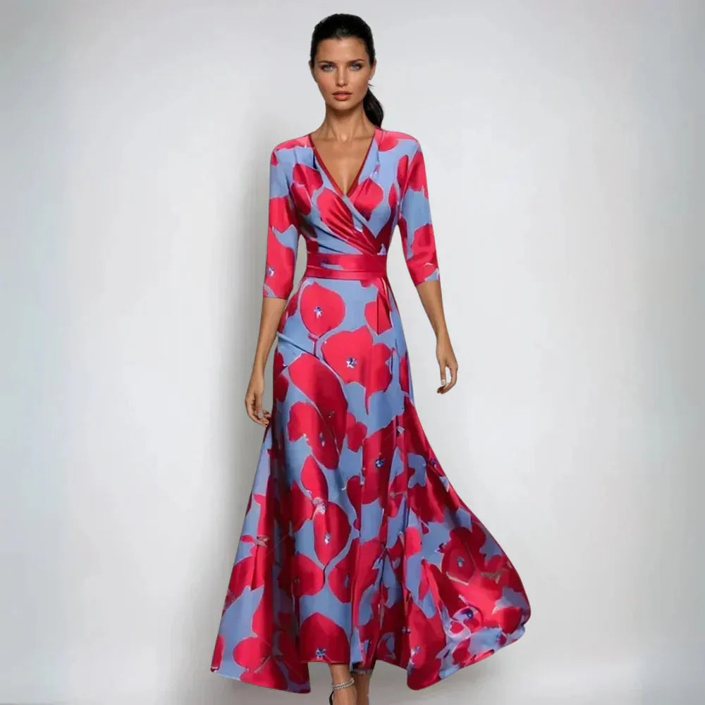 Vibeke | Dame Maxikjole Sommer Blomsterprint Elastisk Talje