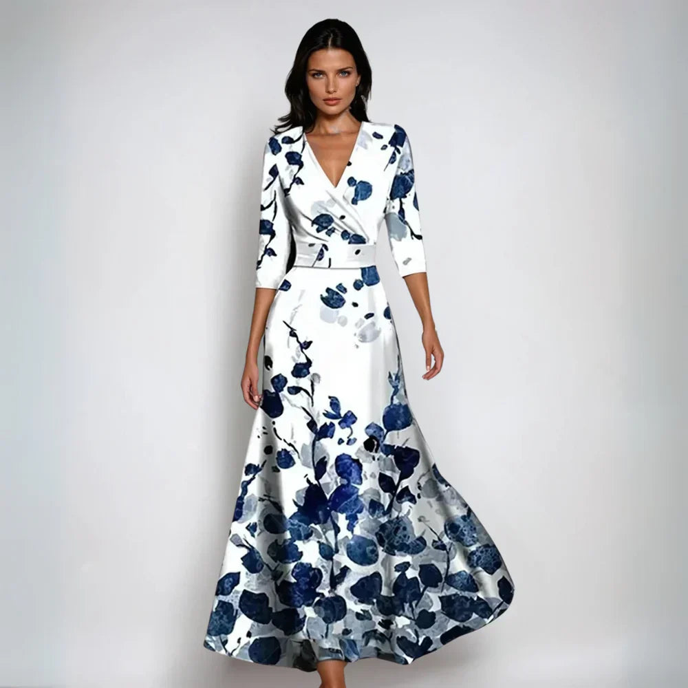 Vibeke | Dame Maxikjole Sommer Blomsterprint Elastisk Talje