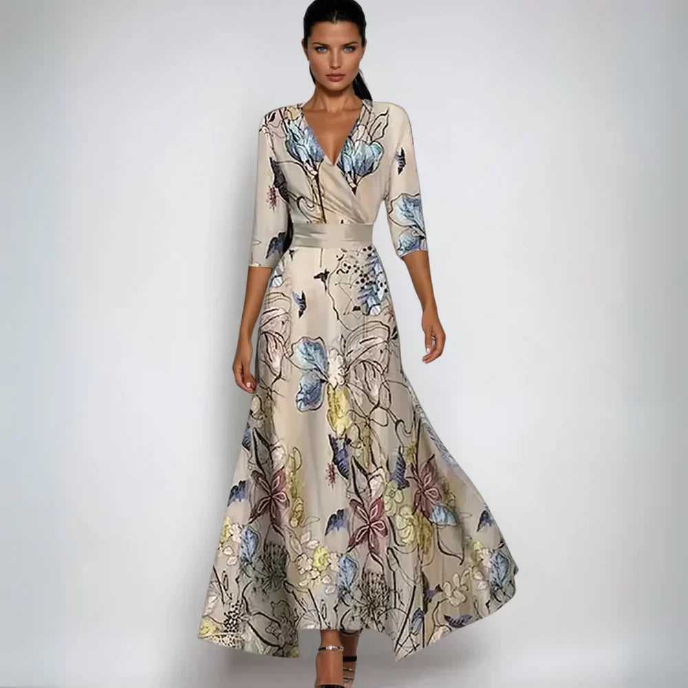 Vibeke | Dame Maxikjole Sommer Blomsterprint Elastisk Talje
