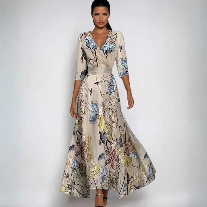 Vibeke | Dame Maxikjole Sommer Blomsterprint Elastisk Talje