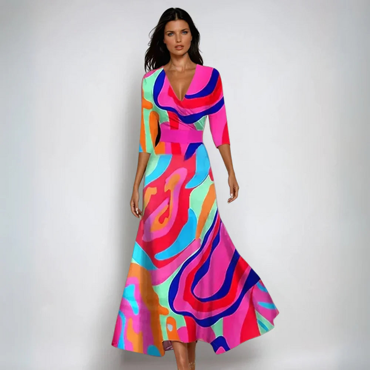 Vibeke | Dame Maxikjole Sommer Blomsterprint Elastisk Talje