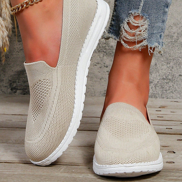 Kirsten | Dame Slip-On Gåsneakers Med Strikket Overflade