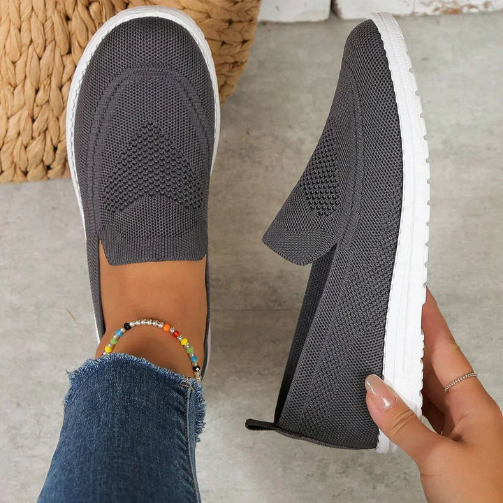 Kirsten | Dame Slip-On Gåsneakers Med Strikket Overflade