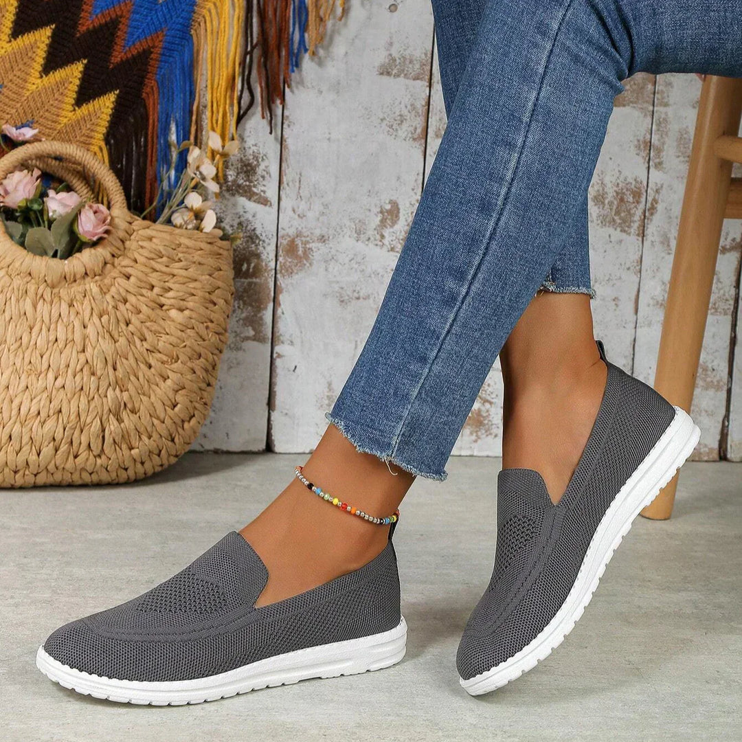 Kirsten | Dame Slip-On Gåsneakers Med Strikket Overflade
