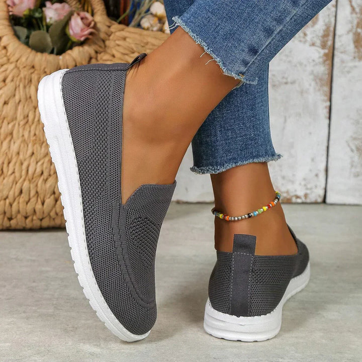 Kirsten | Dame Slip-On Gåsneakers Med Strikket Overflade