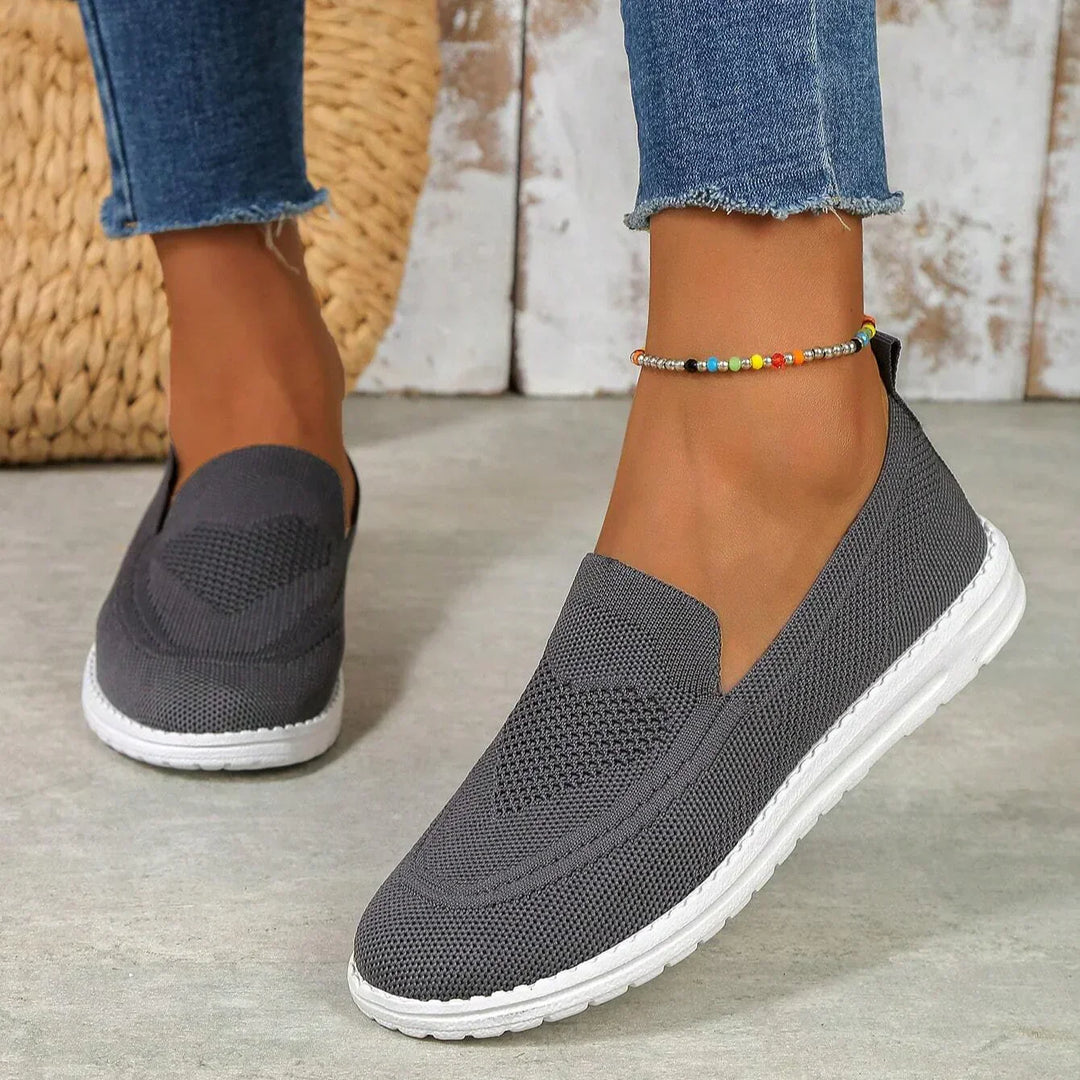 Kirsten | Dame Slip-On Gåsneakers Med Strikket Overflade