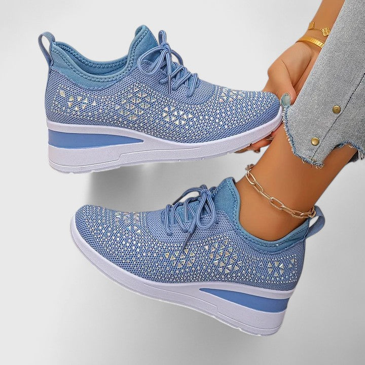 Ditte | Dame Slip-On Sneakers Med Mesh Og Glitter