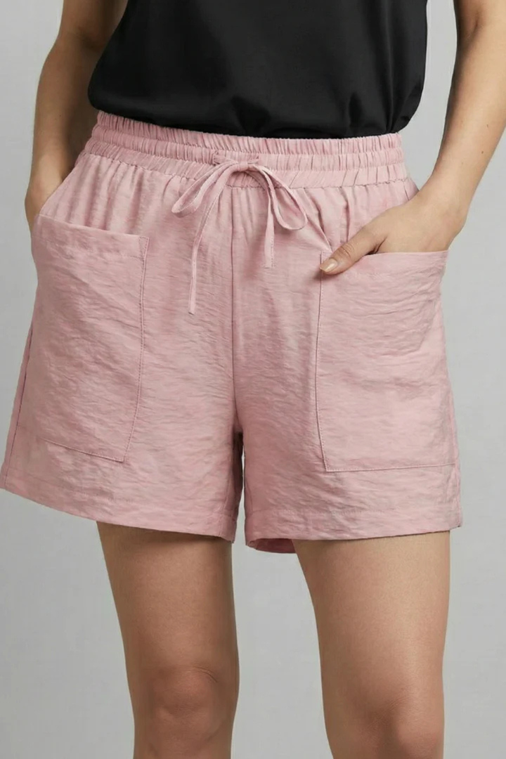 Nanna | Dame Hør Shorts Med Elastisk Snøretalje Og Lommer