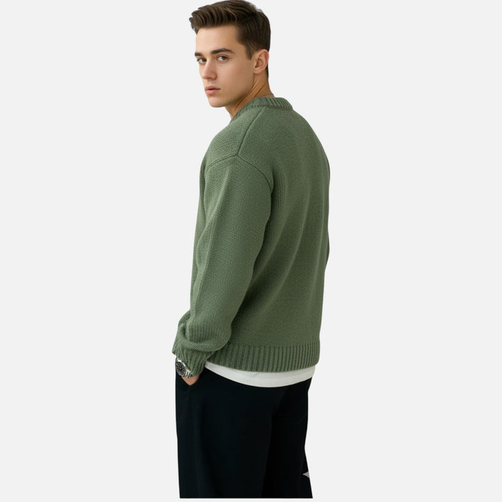 Valdemar | Herre Pullover Med Rund Hals Og Ensfarvet Design