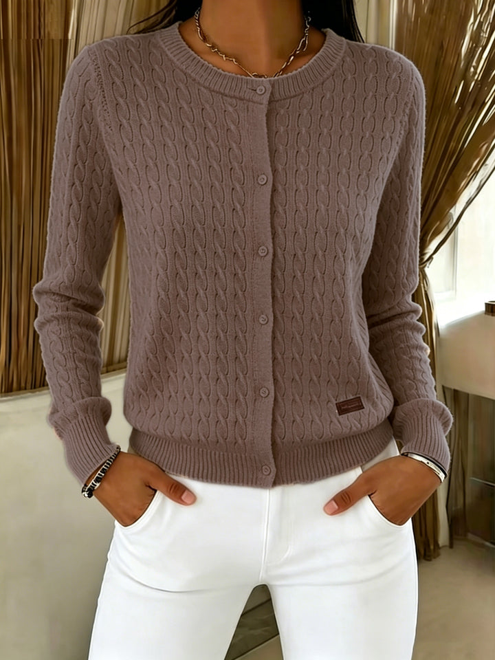 Hanne | Dame Strikket Cardigan Med Snoninger Og Knapper