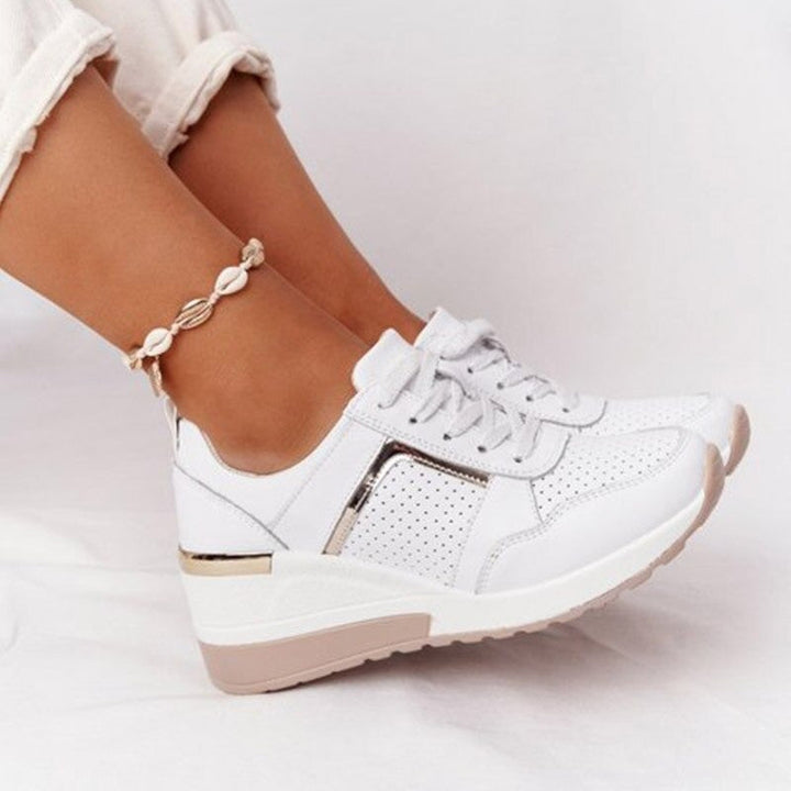 Johanna | Dame Ortopædiske Sneakers Med Snørebånd Og Kilehæl