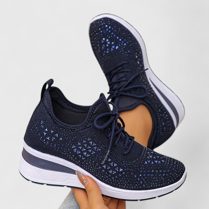 Ditte | Dame Slip-On Sneakers Med Mesh Og Glitter