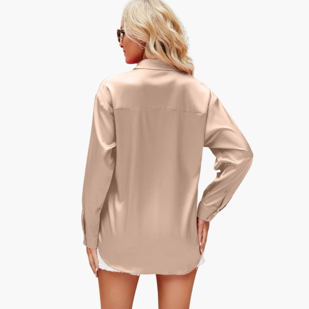 Line | Dame Satinbluse Med Glat Finish