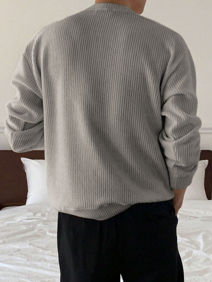Rasmus | Herre Ribstrikket Crew-Neck Sweater Med Løs Pasform