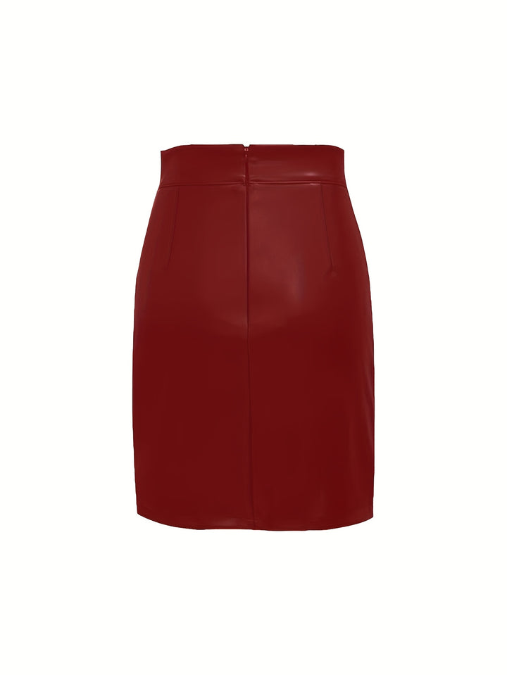 Anja | Dame Leather Miniskirt Med Lynlås Og Asymmetrisk Slids