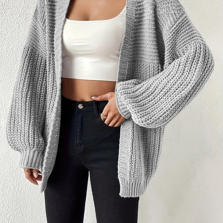Ida | Dame Oversize Cardigan Med Åben Front Og Ballonærmer