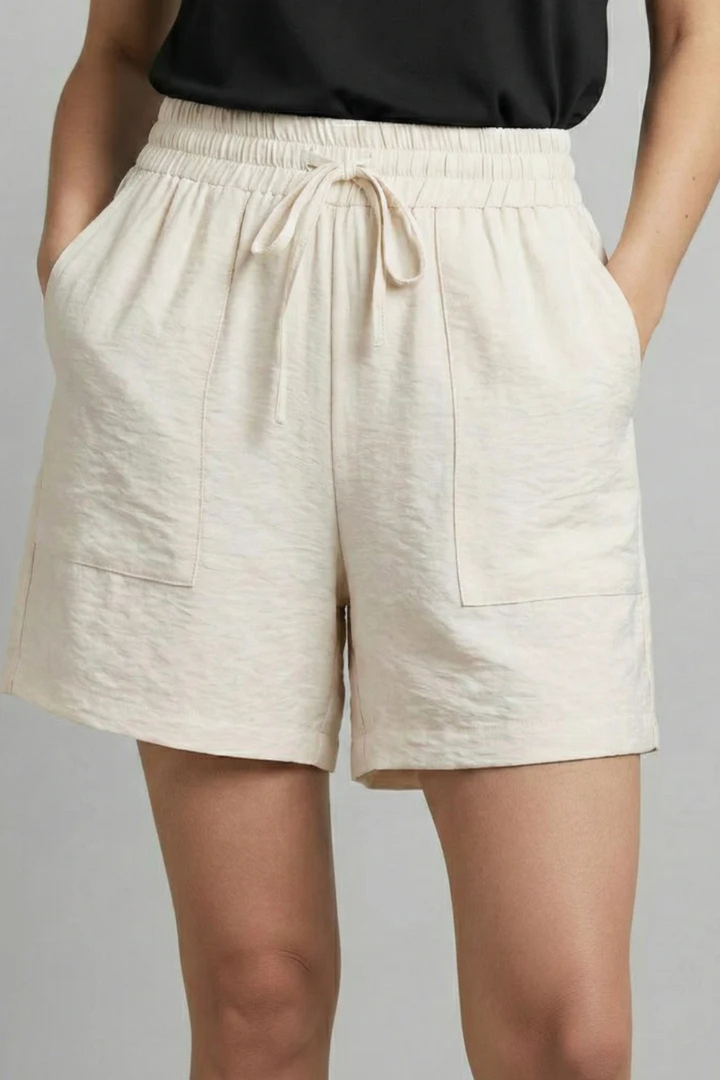 Nanna | Dame Hør Shorts Med Elastisk Snøretalje Og Lommer