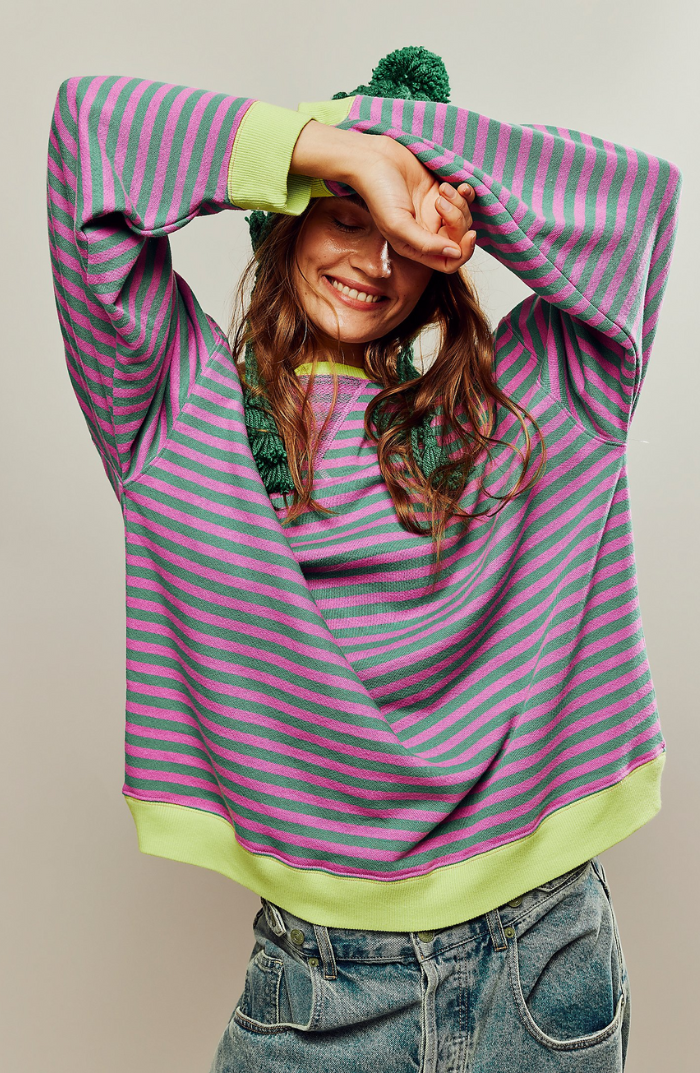 Kaja | Dame Stribet Crewneck Sweater til Forår