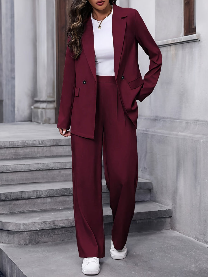 Dora | Dame Oversized Jakkesæt Med Dobbeltrækkede Blazer Og Vidde Bukser