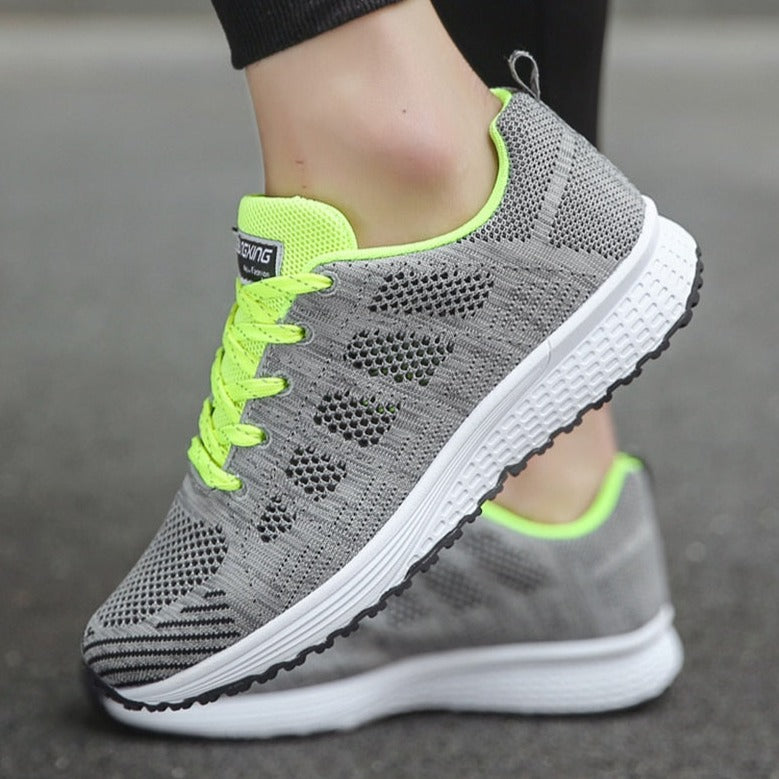 Merete | Dame Sneakers Med Snørelukning Og Strikket Overdel