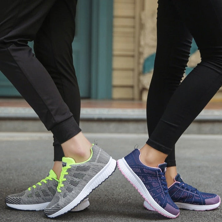 Merete | Dame Sneakers Med Snørelukning Og Strikket Overdel