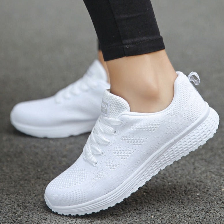 Merete | Dame Sneakers Med Snørelukning Og Strikket Overdel