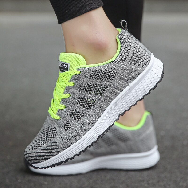 Merete | Dame Sneakers Med Snørelukning Og Strikket Overdel