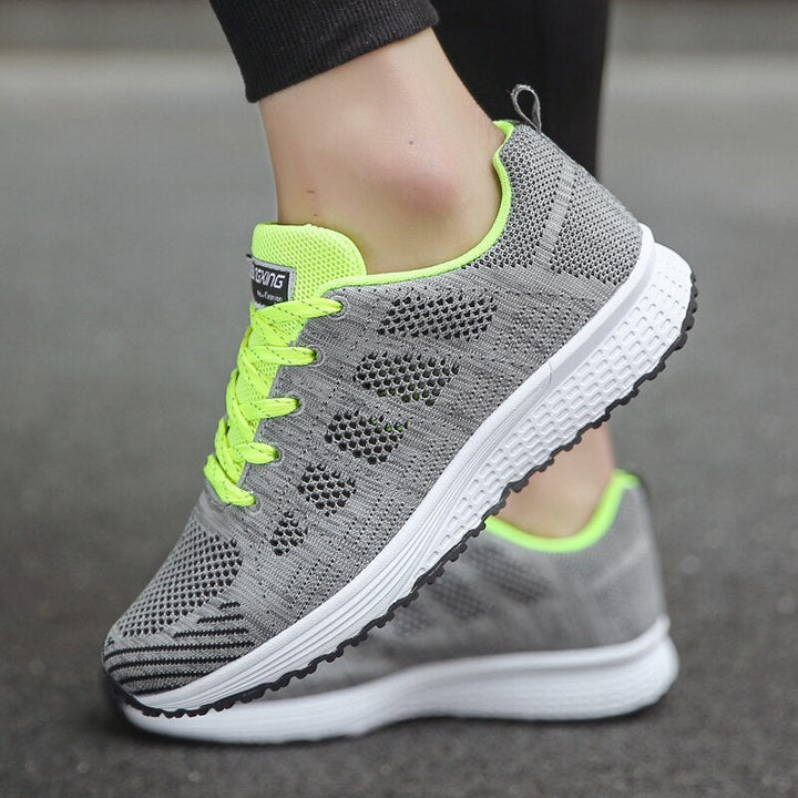 Merete | Dame Sneakers Med Snørelukning Og Strikket Overdel