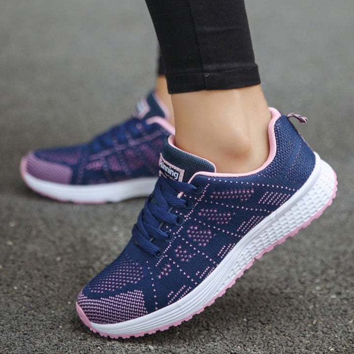 Merete | Dame Sneakers Med Snørelukning Og Strikket Overdel