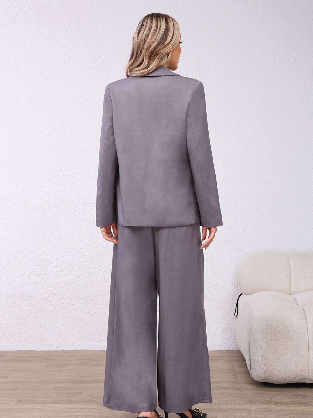 Anette | Dame Oversized Blazer Med Vide Bukser Todelt Sæt
