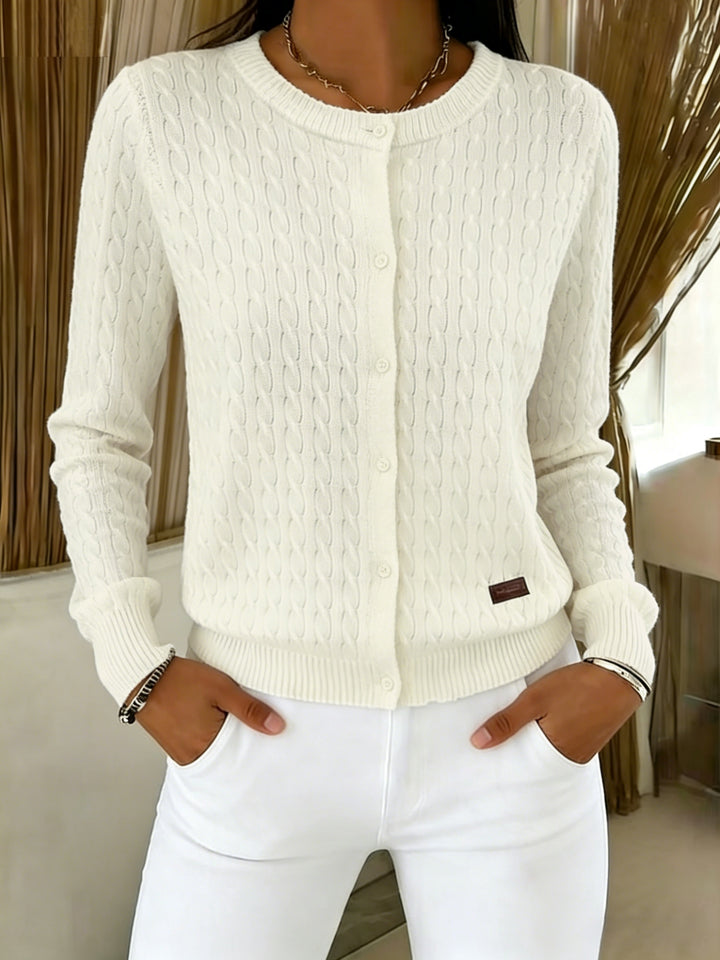 Hanne | Dame Strikket Cardigan Med Snoninger Og Knapper