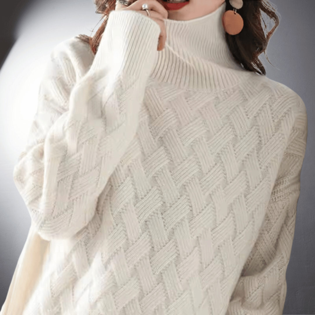 Helene | Dame Oversized Sweater Med Turtleneck Og Ribbet Manchetter