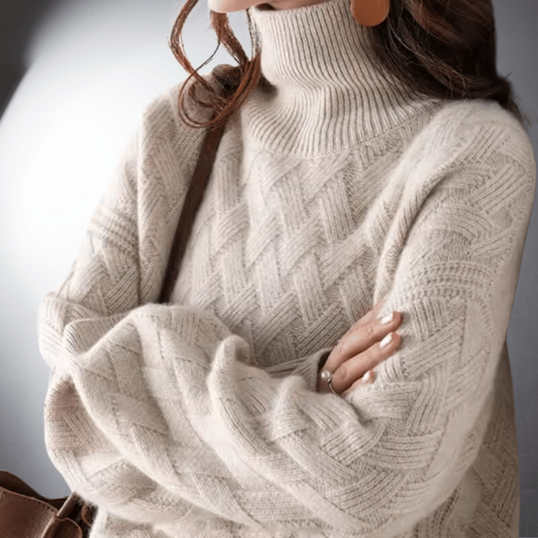 Helene | Dame Oversized Sweater Med Turtleneck Og Ribbet Manchetter