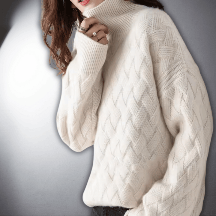 Helene | Dame Oversized Sweater Med Turtleneck Og Ribbet Manchetter